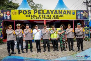 Kapolda Sumut Tinjau Pos Pelayanan dan Pengamanan Terpadu Idulfitri di Wilayah Tanah Karo